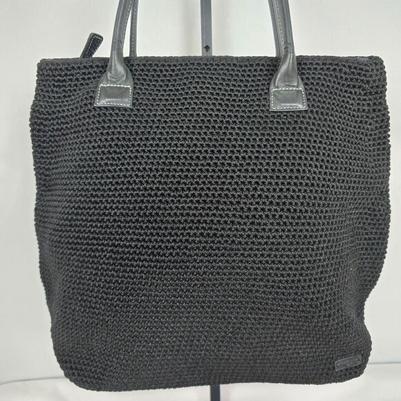 The Sak Tote Black Woven Zipper Closure Double Handles 16" x 12" x 5" - Picture 2 of 15
